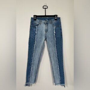 Hayden LA Women's Two Tone Frayed Denim Jeans Skinny Size S